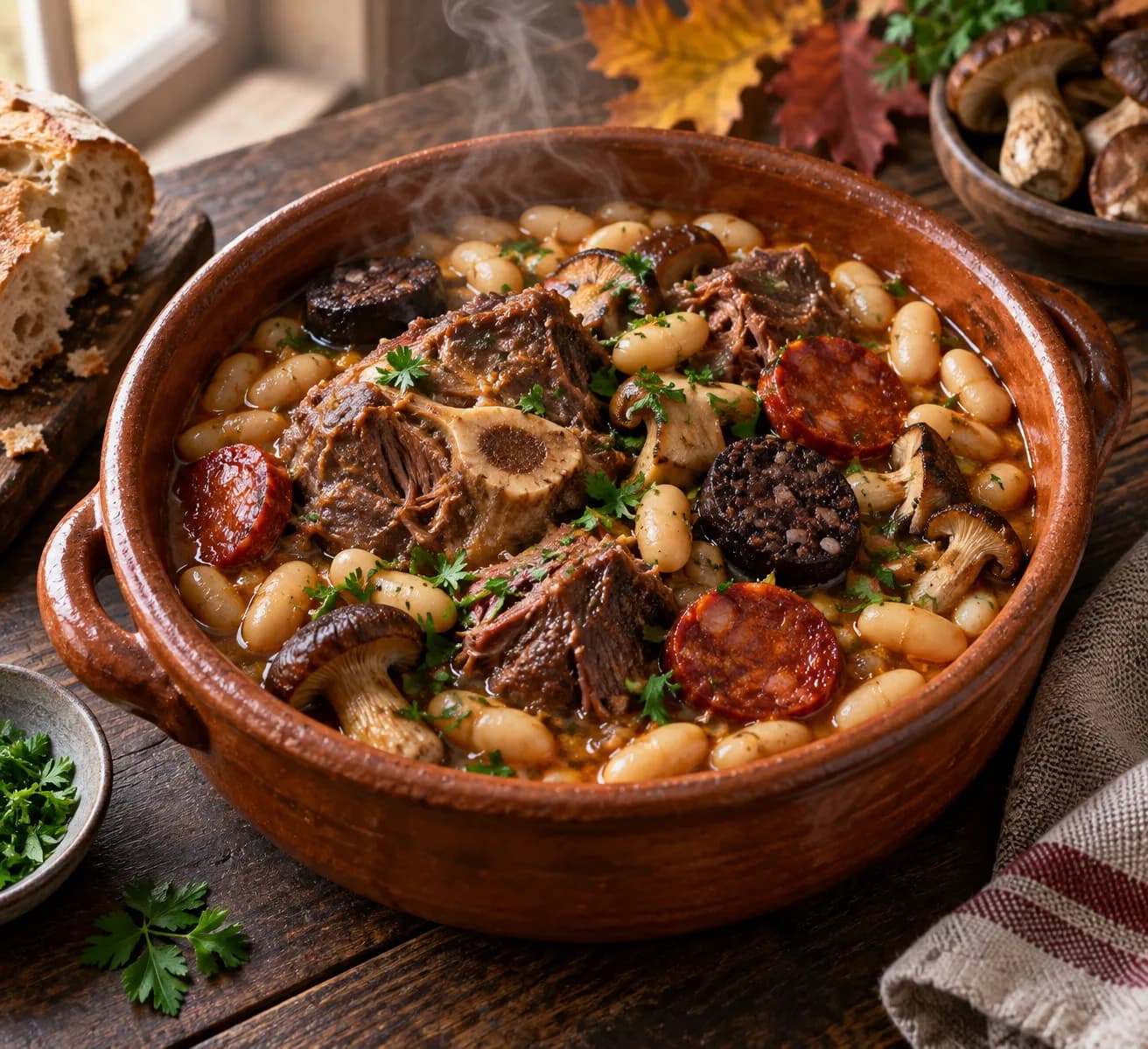 Equinoccio de otoño: alubias blancas con morcillo, chorizo y morcilla